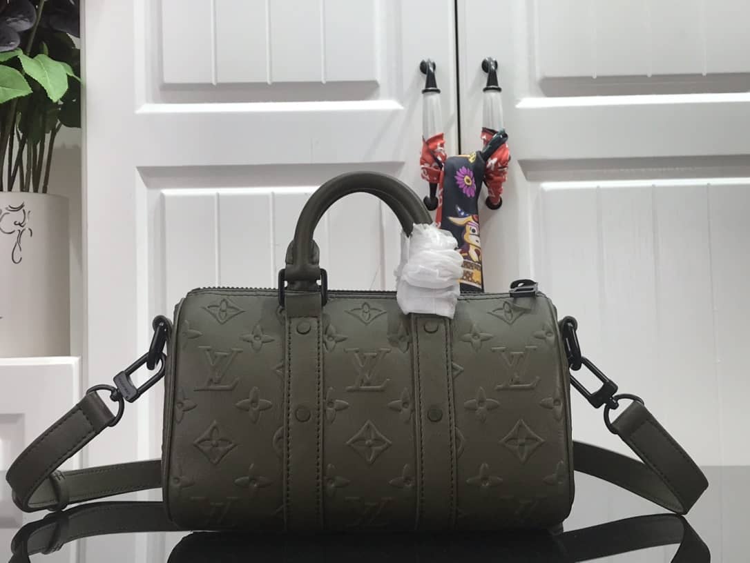 Louis Vuitton Keepall XS Monogram Seal Cowhide Leather Bag Replica Green M57960