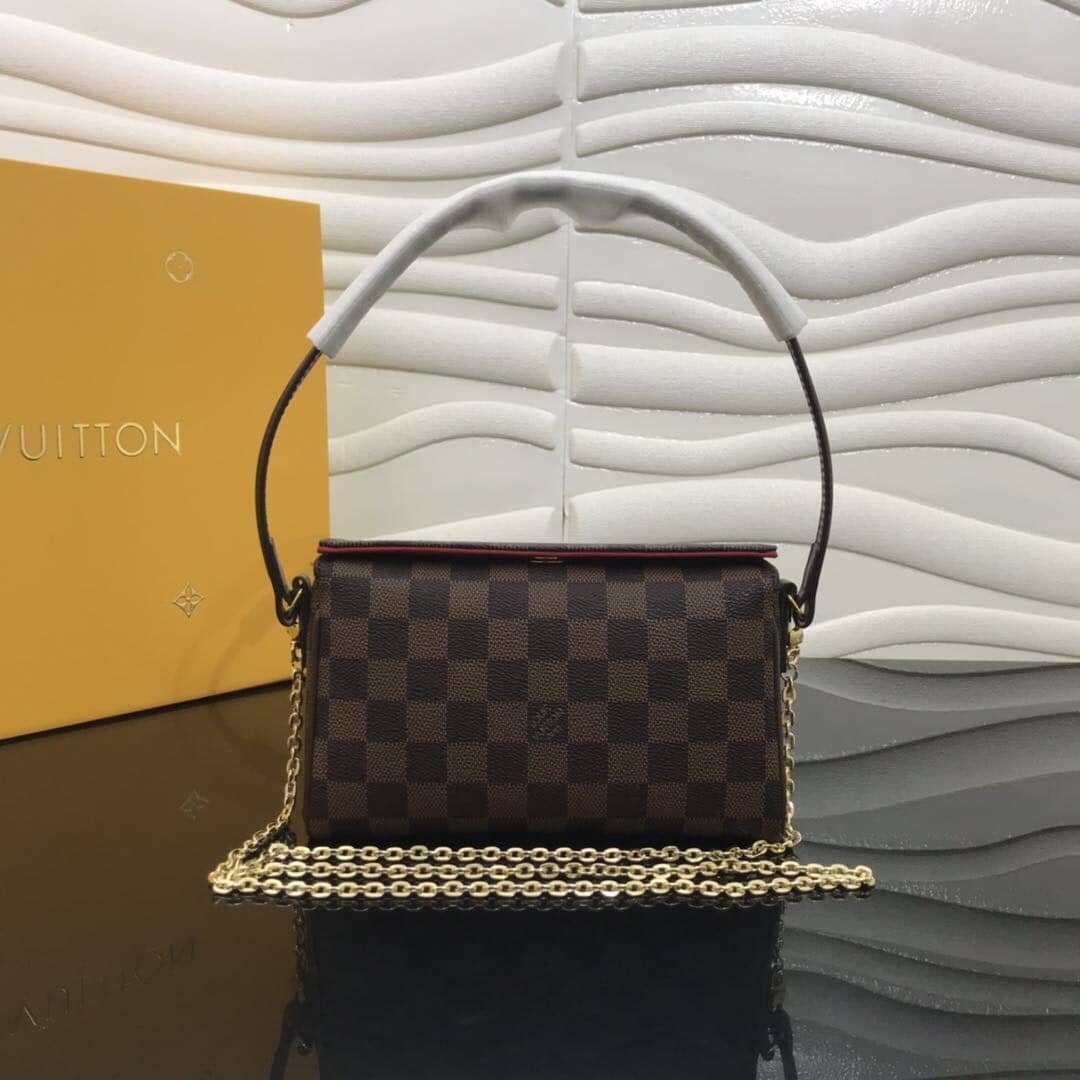 Louis Vuitton Damier Ebene Recital Shoulder Leather Bag Replica