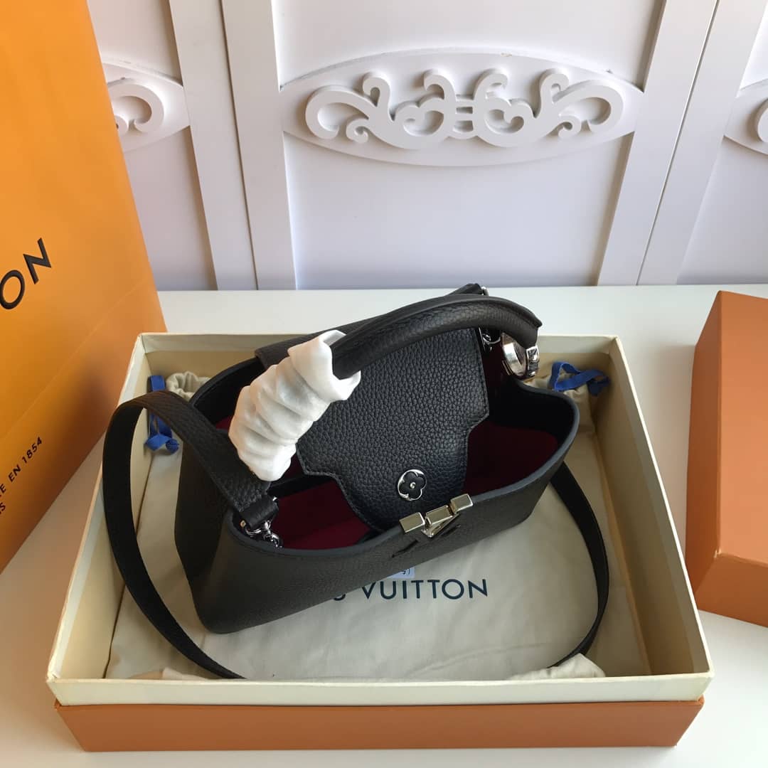 Louis Vuitton Capucines PM Taurillon Leather Tote Replica Black M42242