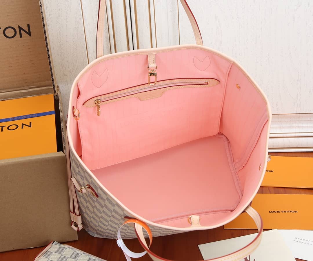 Louis Vuitton Neverfull MM Damier Azur Tote Replica Pink N41361