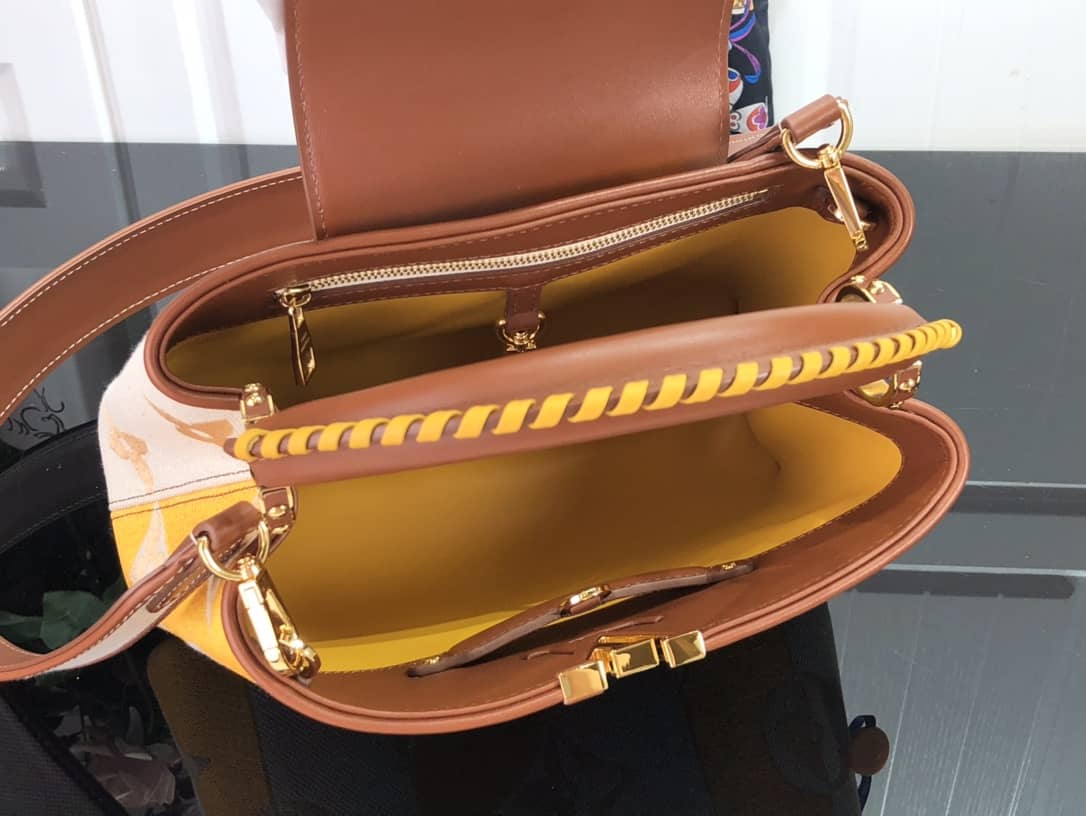 Louis Vuitton Capucines Embroidery Replica Bag Orange M48865