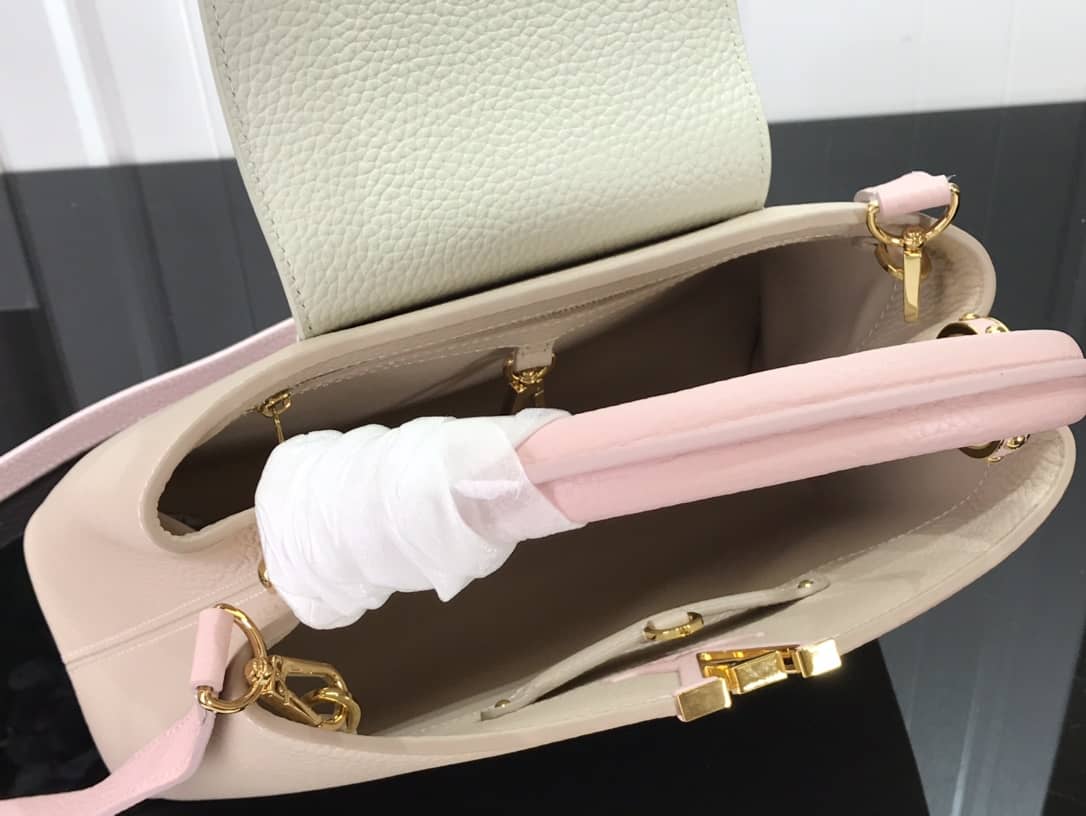 Louis Vuitton Capucines MM 2way Leather Replica Shoulder Bag Apricot M57523