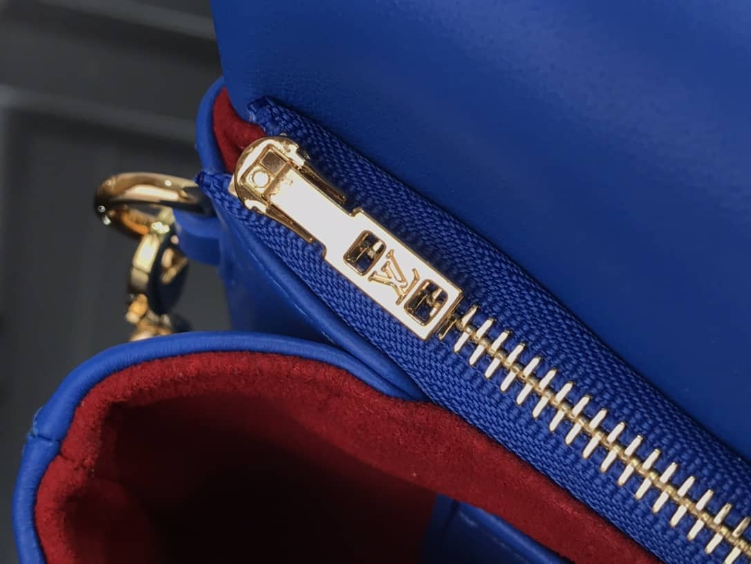 Louis Vuitton Coussin Lambskin Monogram Embossed Pochette Replica Bag Blue