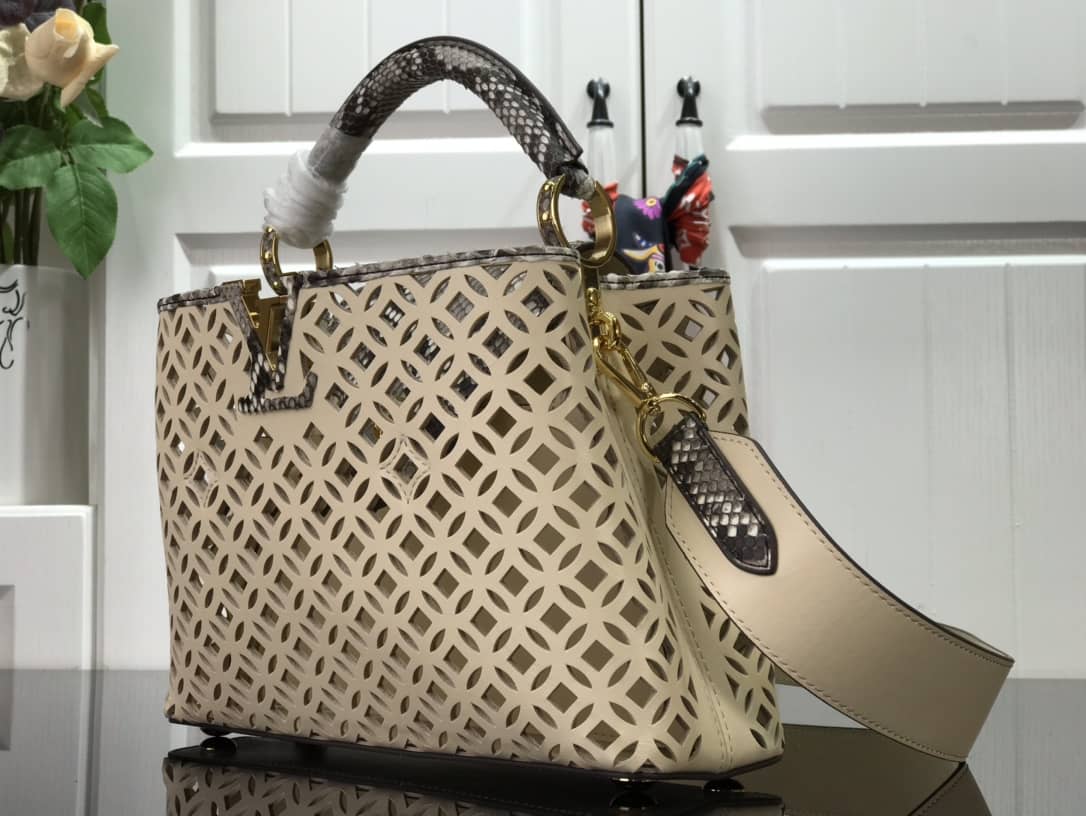 Louis Vuitton Capucines BB Cutout Leather Bag Replica Apricot M57228