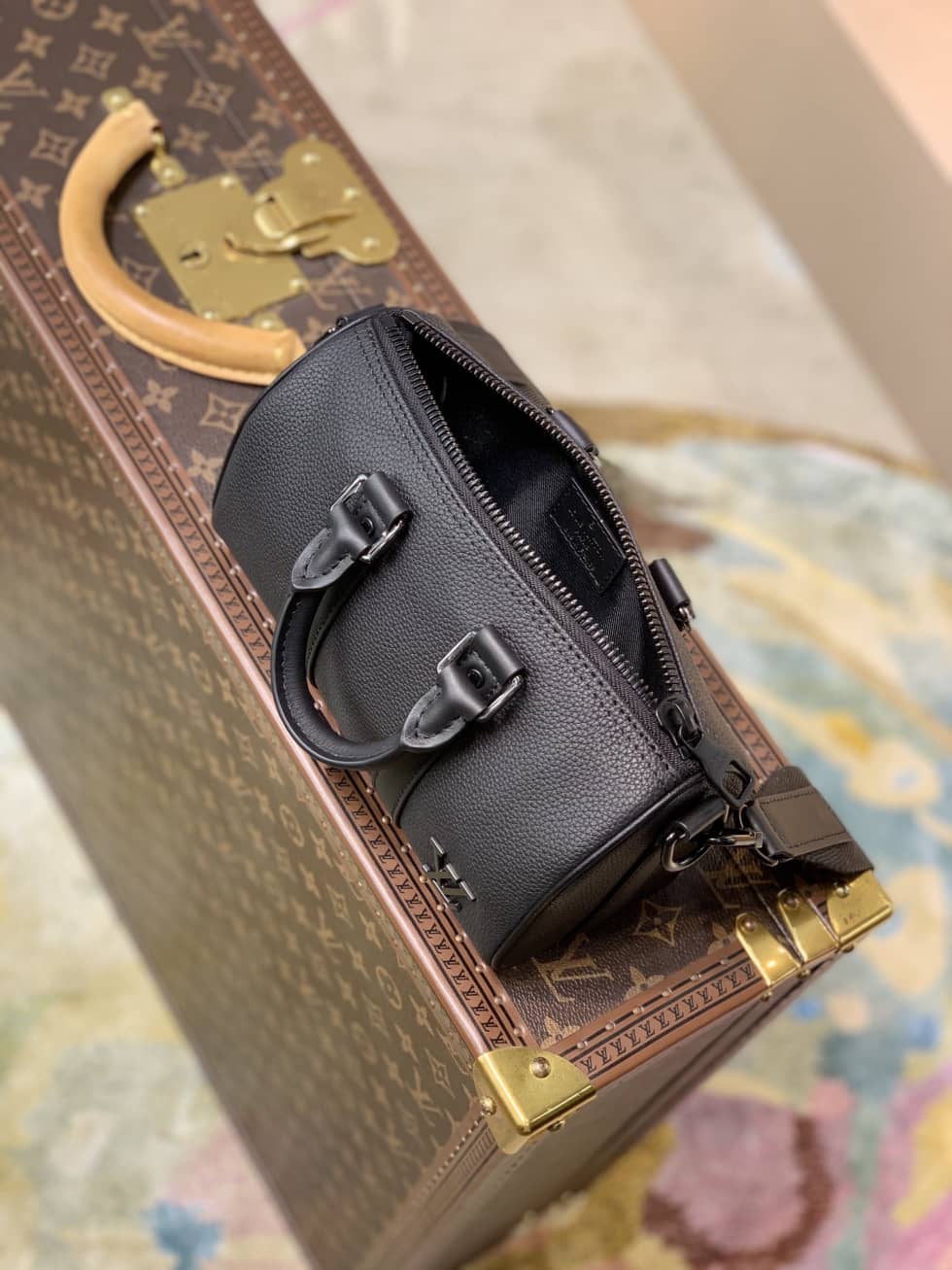 Louis Vuitton Keepall Nano Lychee Grain Cowhide Black M57083 Replica Shoulder Bag