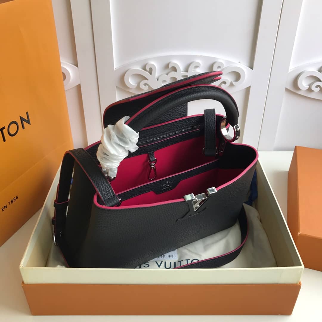 Louis Vuitton Capucines Taurillon Leather PM Tote Replica Black M42245