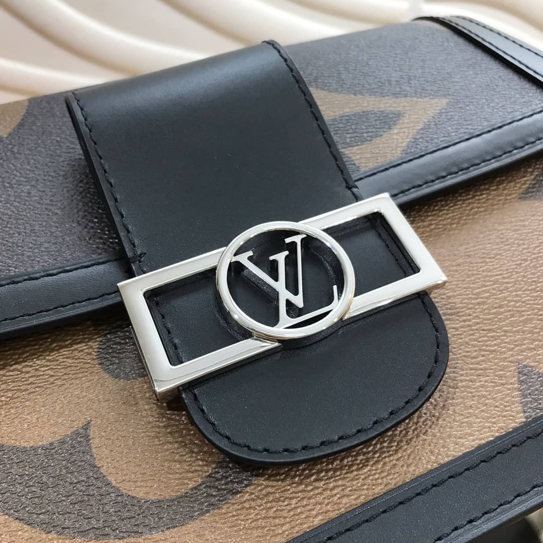 Louis Vuitton Monogram MM Reverse Dauphine Shoulder Bag Replica Black M44391