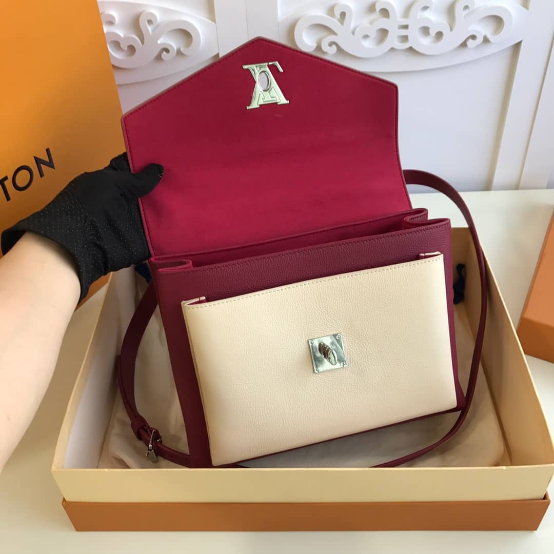 Louis Vuitton MyLockMe 2way Leather Grain Replica Satchel Red M54849