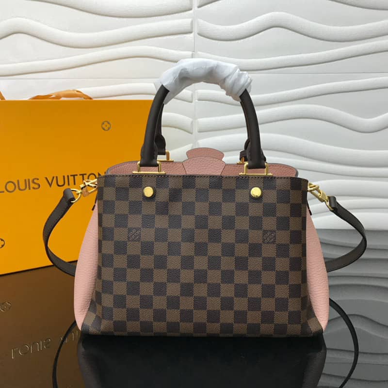 Louis Vuitton Damier Ebene Canvas Brittany Bag Replica Pink M41674