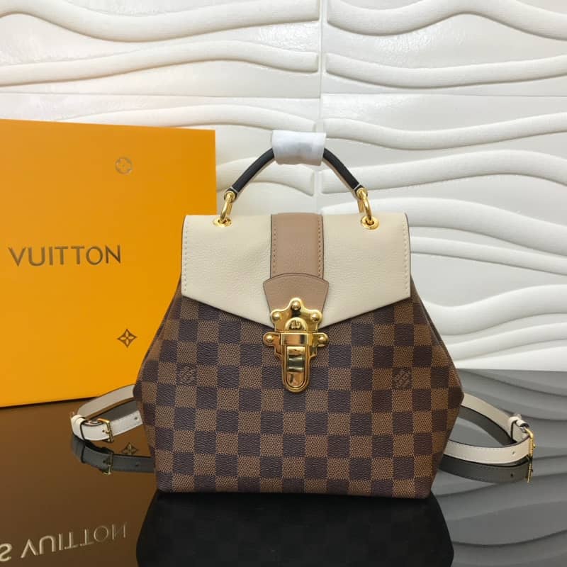 Louis Vuitton Damier Ebene Clapton Replica Backpack Beige N42262
