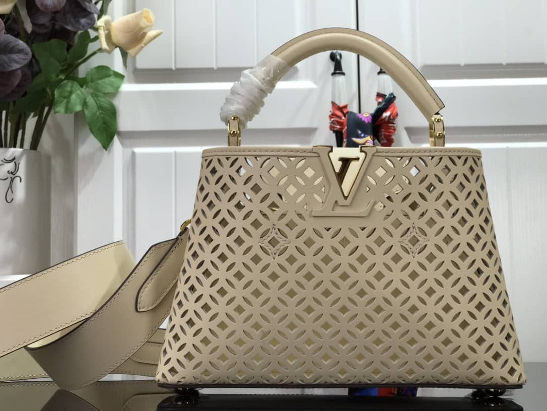 Louis Vuitton Capucines BB Cutout Leather Bag Replica Beige M57228