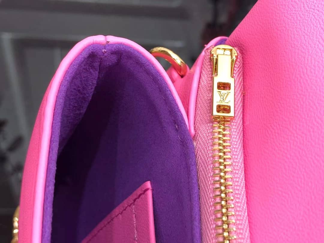 Louis Vuitton Pochette Coussin Monogram Embossed Lambskin Chain Replica Bag Pink