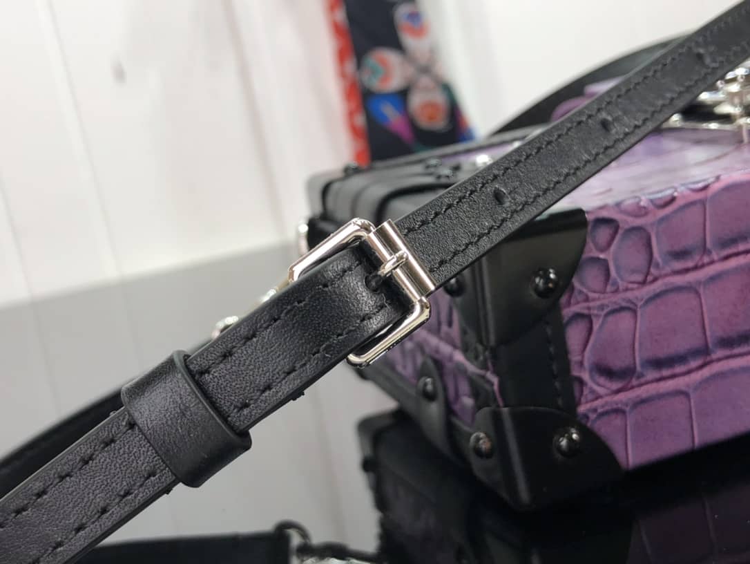 Louis Vuitton Petite Malle Brilliant Alligator Leather Replica Handbag Purple N93817