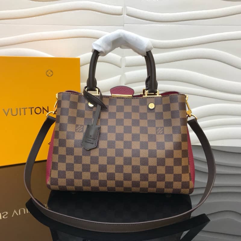 Louis Vuitton Damier Ebene Canvas Brittany Bag Replica Red M41674