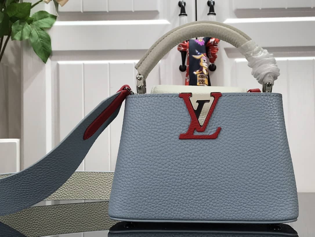 Louis Vuitton Capucines Mini Taurillon Leather Replica Bag Blue M57520
