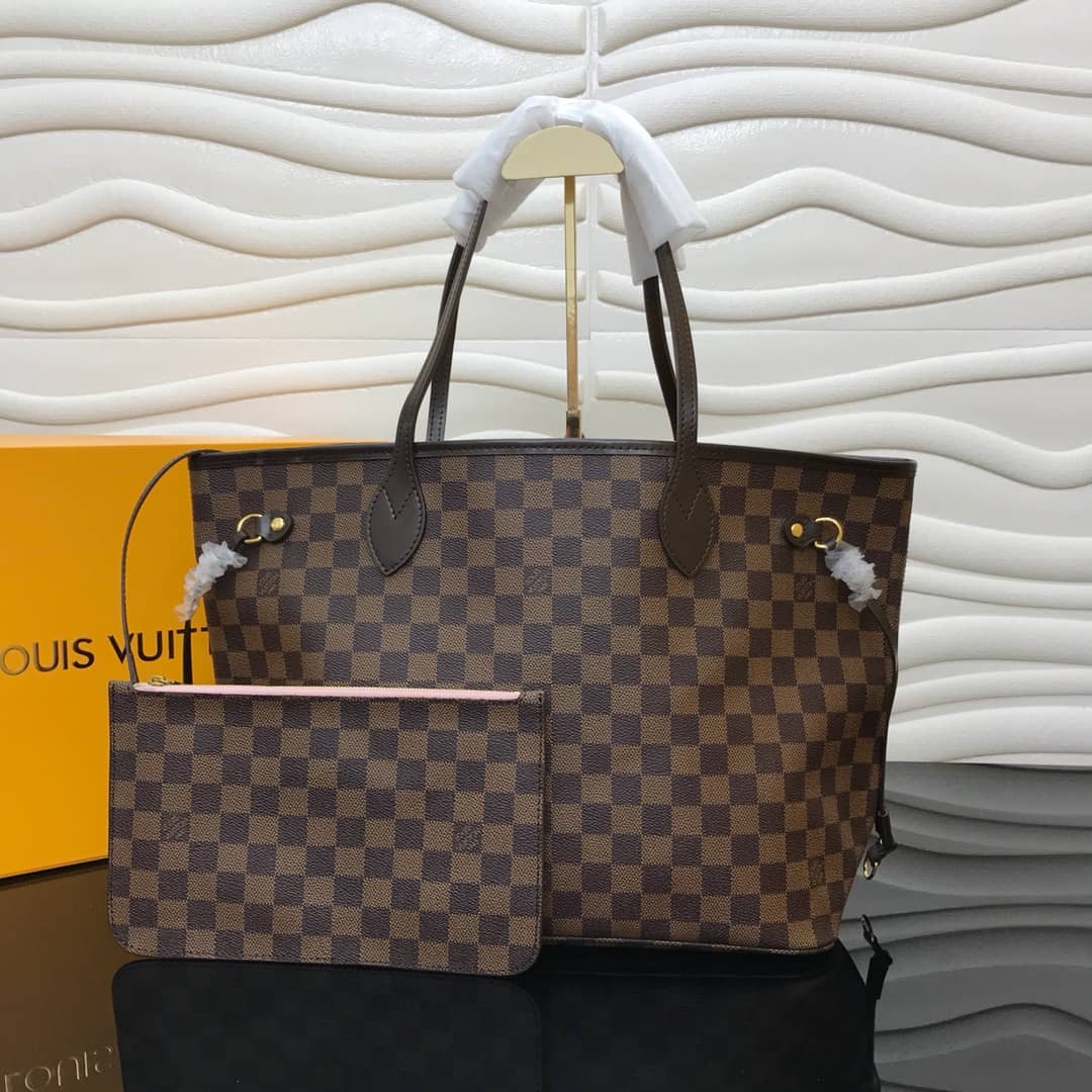 Louis Vuitton Neverfull MM Damier Ebene Bag Replica Pink N40995