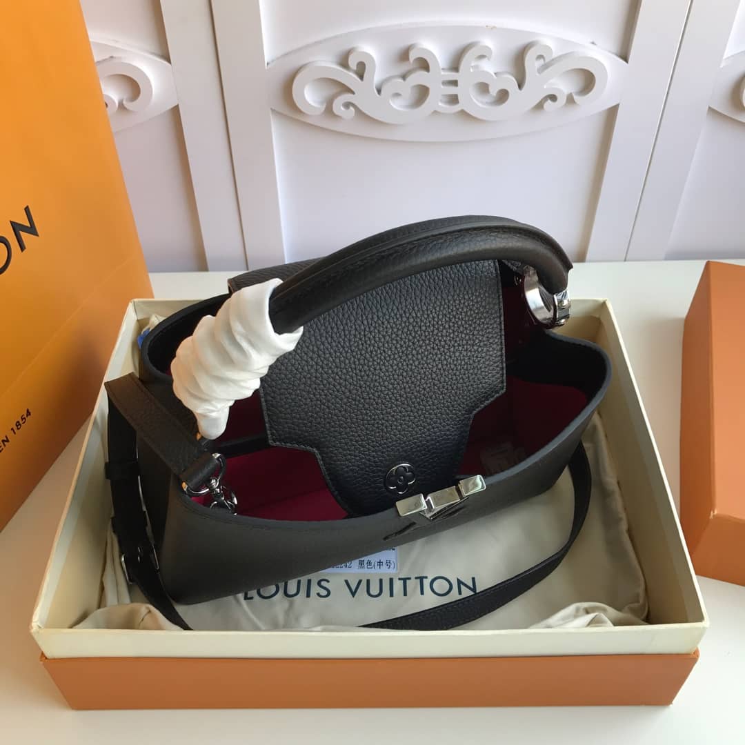 Louis Vuitton Capucines PM Taurillon Leather Tote Replica Black M42242