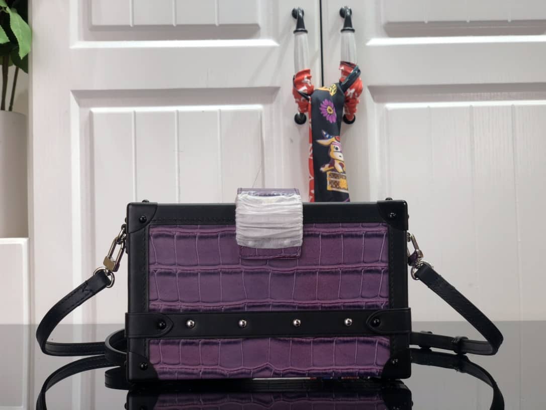 Louis Vuitton Petite Malle Brilliant Alligator Leather Replica Handbag Purple N93817