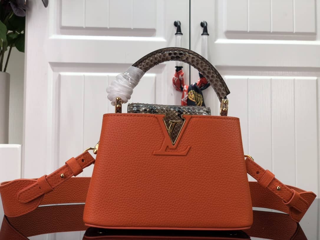 Louis Vuitton Capucines Embroidery Replica Bag Orange M48865