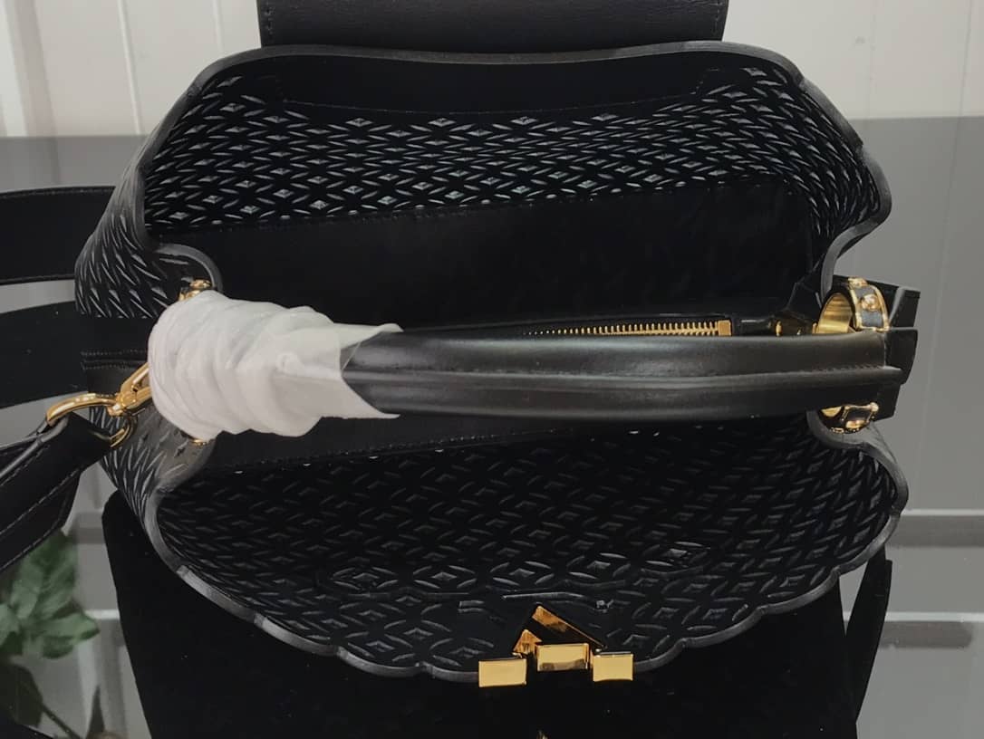 Louis Vuitton Capucines BB Cutout Leather Bag Replica Black M57228