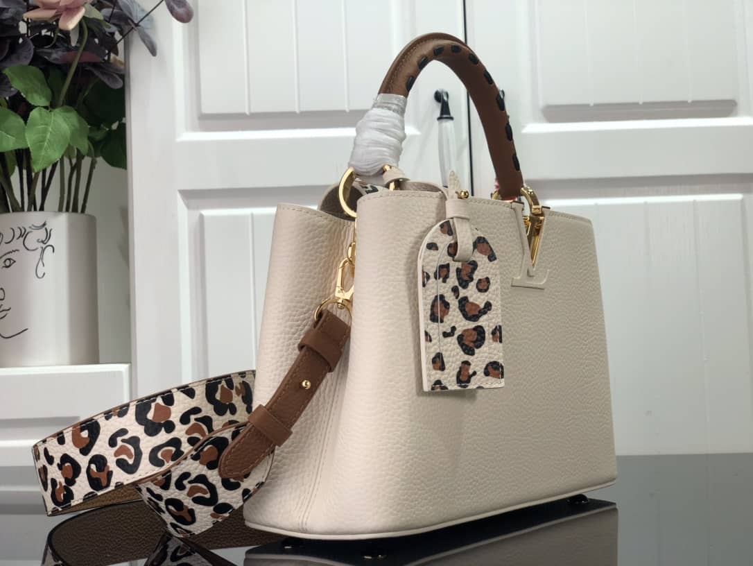 Louis Vuitton Capucines Embroidery Replica Bag Beige M48865