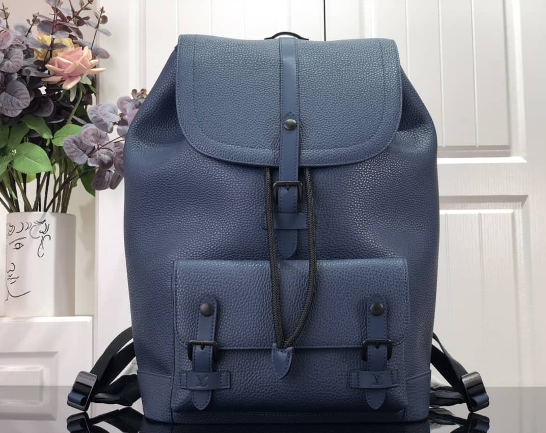Louis Vuitton Christopher Slim Taurillon Leather Blue M58644 Replica Backpack