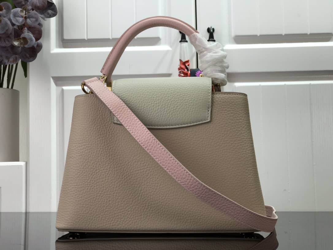 Louis Vuitton Capucines MM 2way Leather Replica Shoulder Bag Apricot M57523