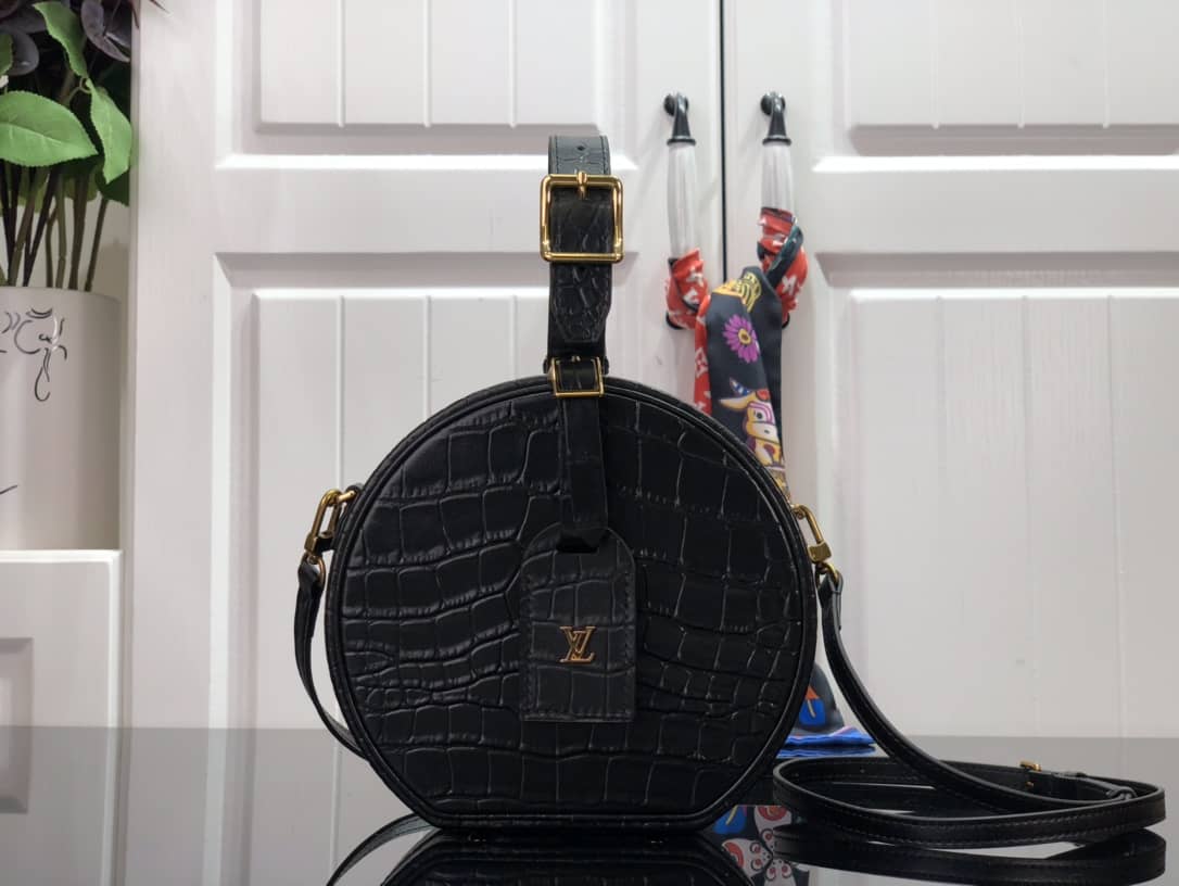 Best Replica Louis Vuitton Petite Boite Chapeau Crocodilien Brillant Replica Bag Black N93597(ColaReps)