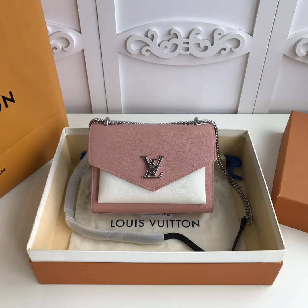 Louis Vuitton MyLockMe BB Calf Chain Replica Shoulder Bag Pink White M51418