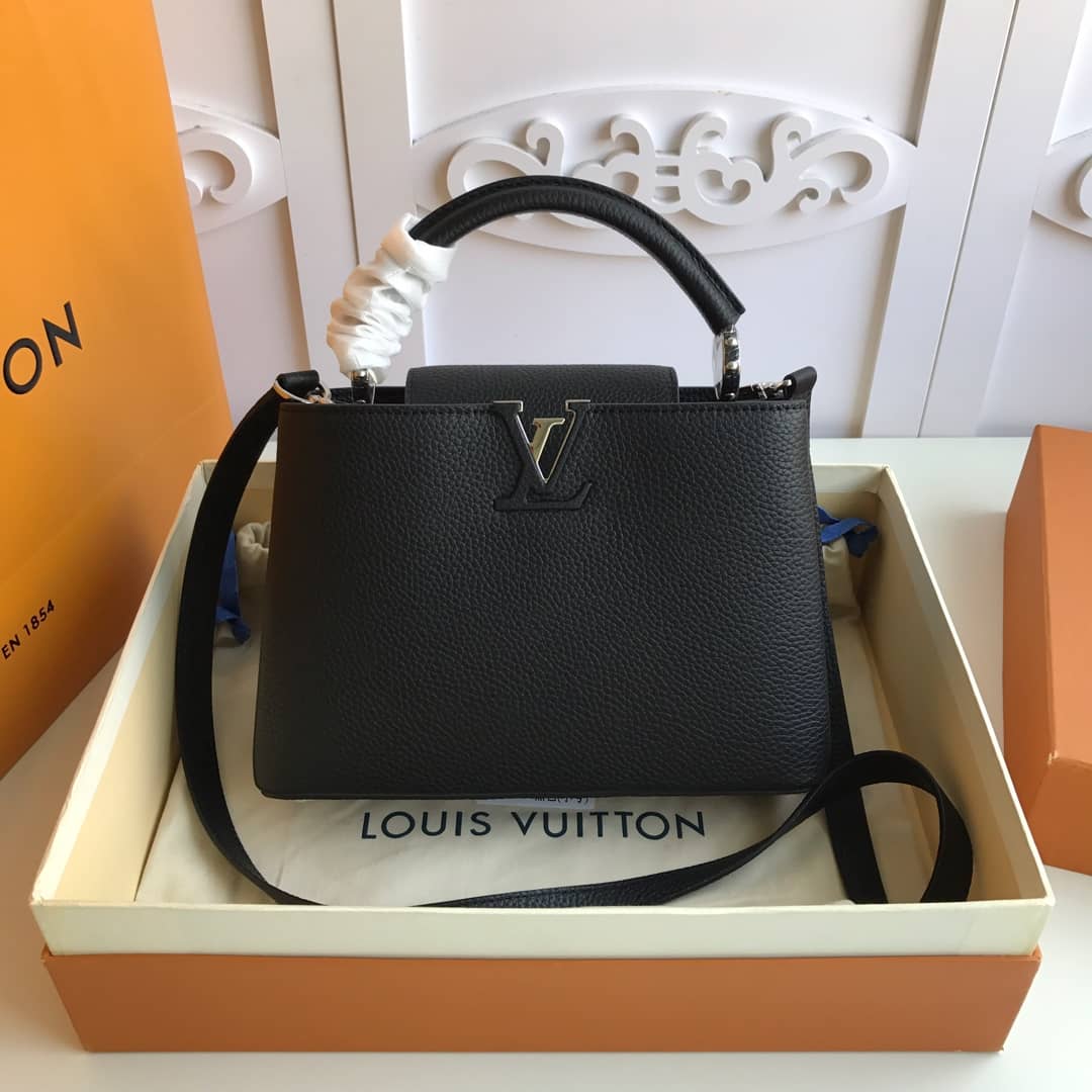 Louis Vuitton Capucines PM Taurillon Leather Tote Replica Black M42242