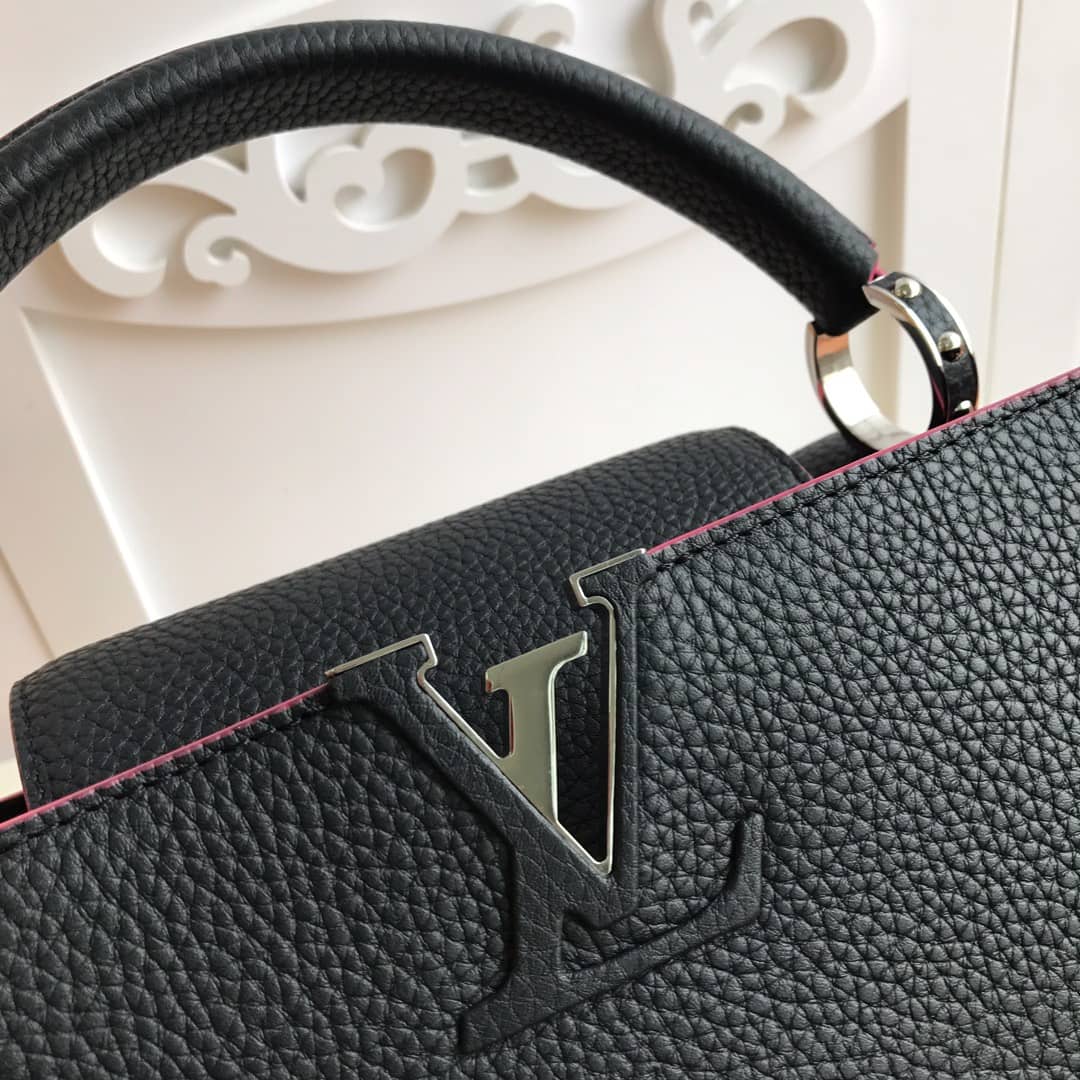 Louis Vuitton Capucines Taurillon Leather PM Tote Replica Black M42245