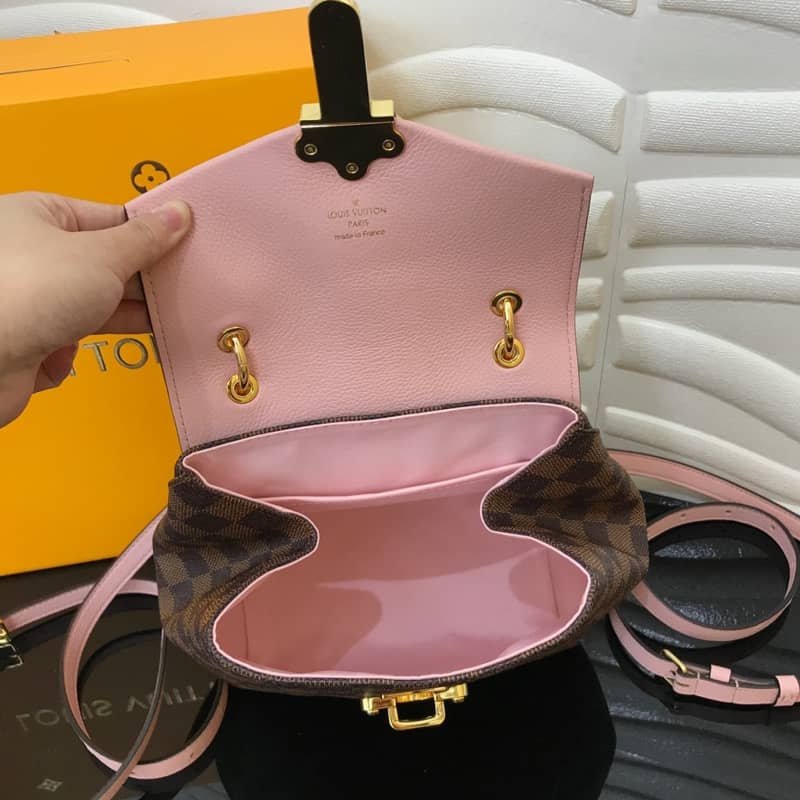 Louis Vuitton Damier Ebene Clapton Replica Backpack Pink N42262
