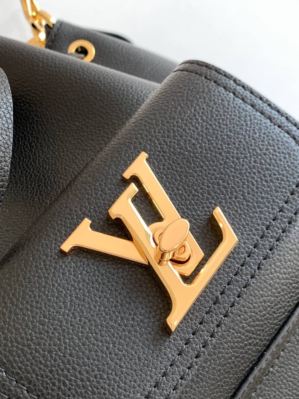 Louis Vuitton Lockme Grained Calf Leather Black M57687 Replica Bucket Bag