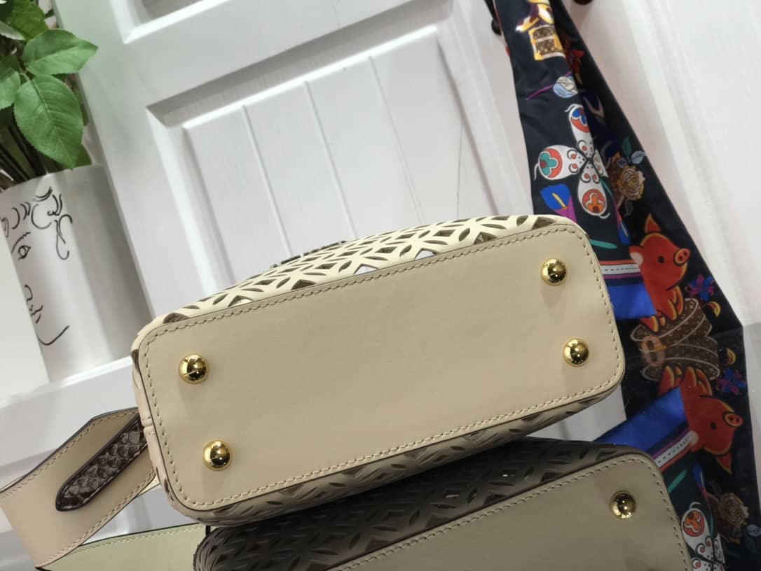 Louis Vuitton Capucines BB Cutout Leather Bag Replica Apricot M57228