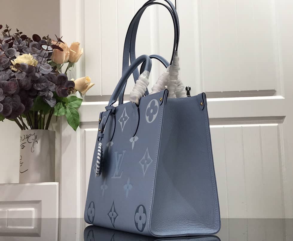 Louis Vuitton OnTheGo Monogram Empreinte MM Blue M45718 Replica Tote