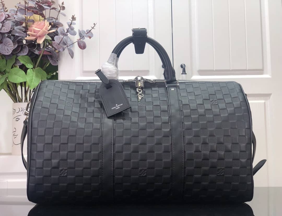 Louis Vuitton Keepall Bandouliere 45 Damier Amphini Boston Leather Bag Replica N41145