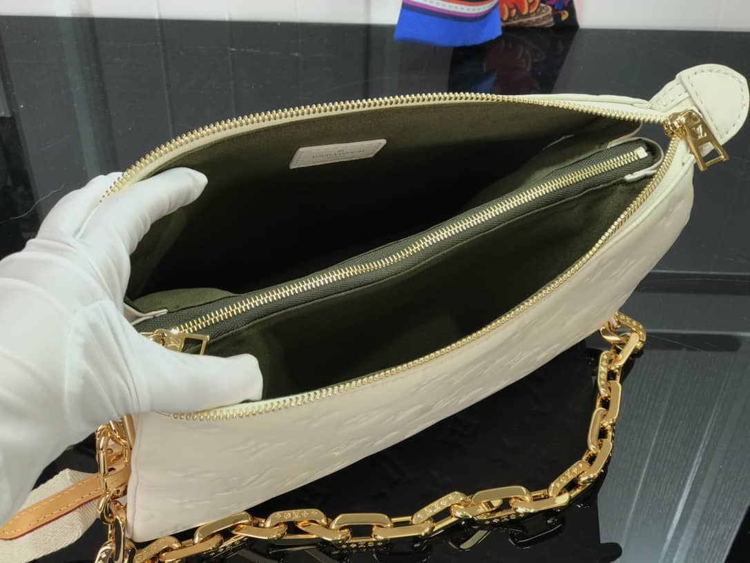 Louis Vuitton Cream Coussin PM Monogram Embossed Lambskin Replica Bag White M57793