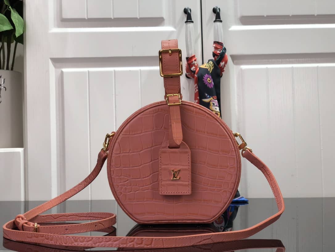 Louis Vuitton Petite Boite Chapeau Crocodilien Brillant Replica Bag Pink N93597
