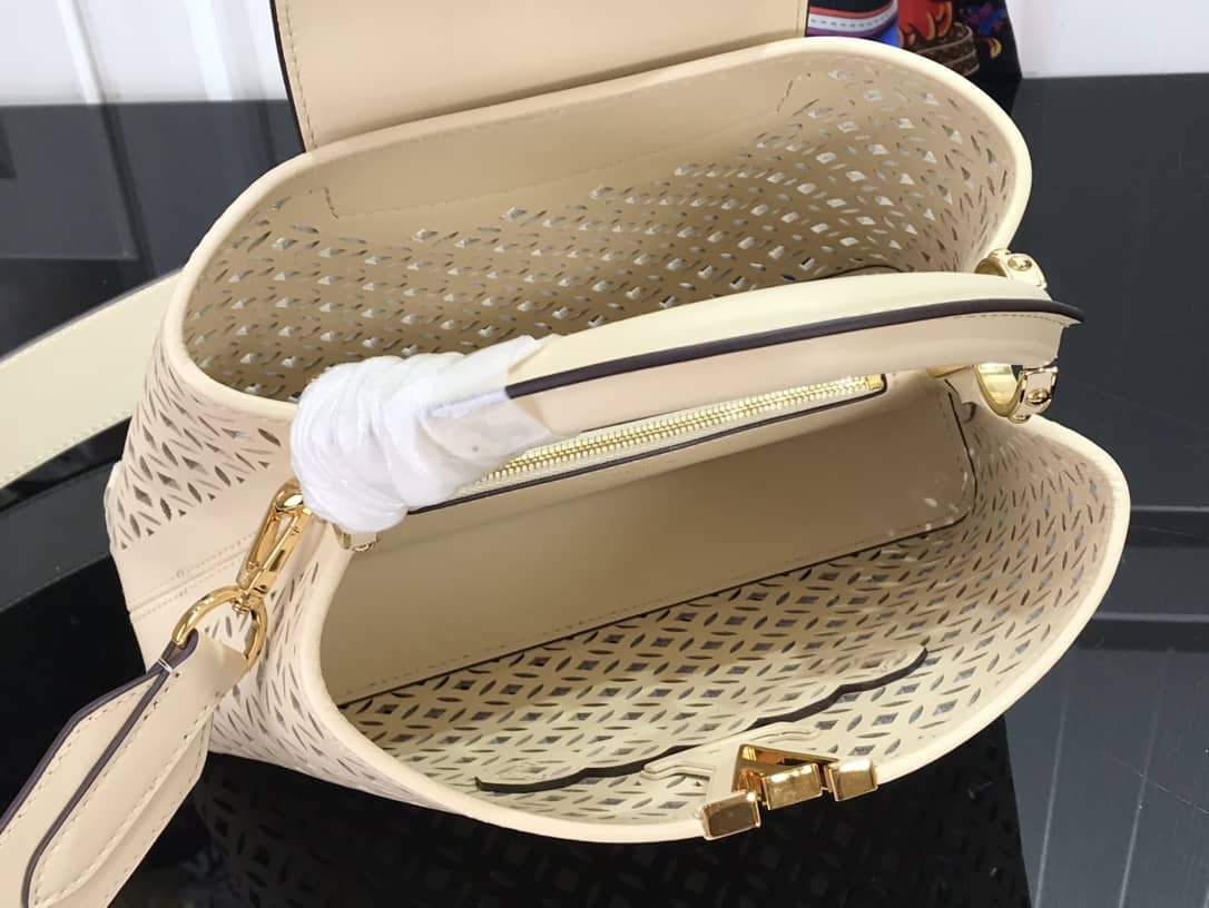 Louis Vuitton Capucines BB Cutout Leather Bag Replica Beige M57228