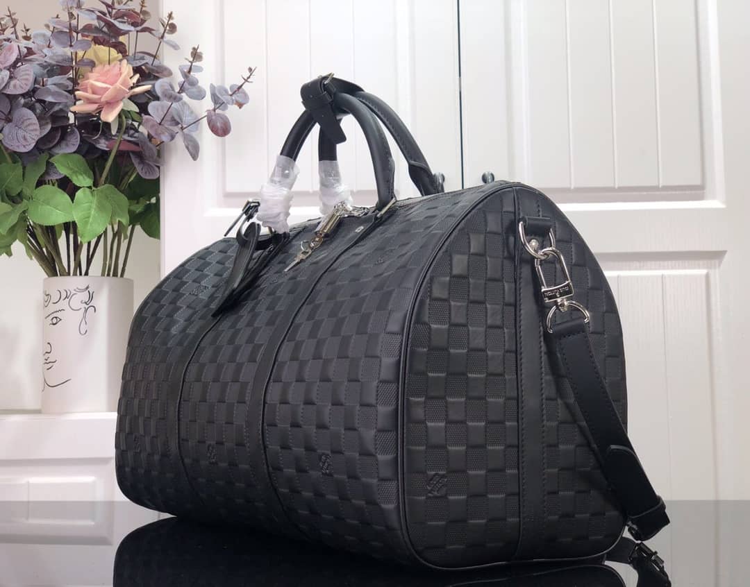 Louis Vuitton Keepall Bandouliere 45 Damier Amphini Boston Leather Bag Replica N41145