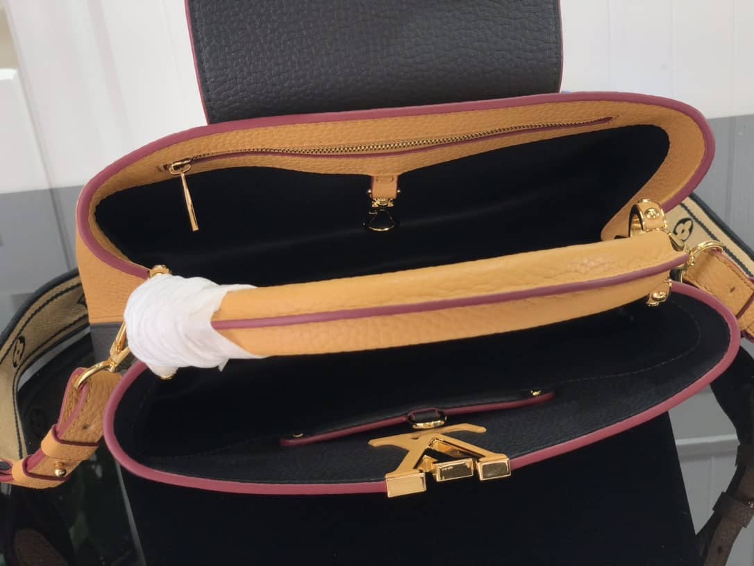 Louis Vuitton Capucines Embroidery Replica Bag Black M48865