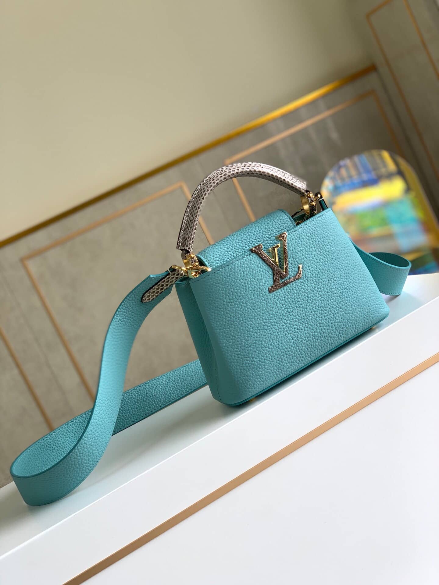 Louis Vuitton Capucines Mini Replica Bag Blue M55921