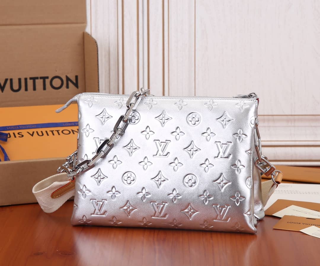 Louis Vuitton Coussin PM Monogram Embossed Replica Crossbody Bag Silver M57790
