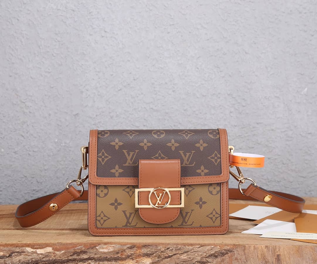 Louis Vuitton Dauphine Mini Monogram Replica Crossbody Bag Brown M44580