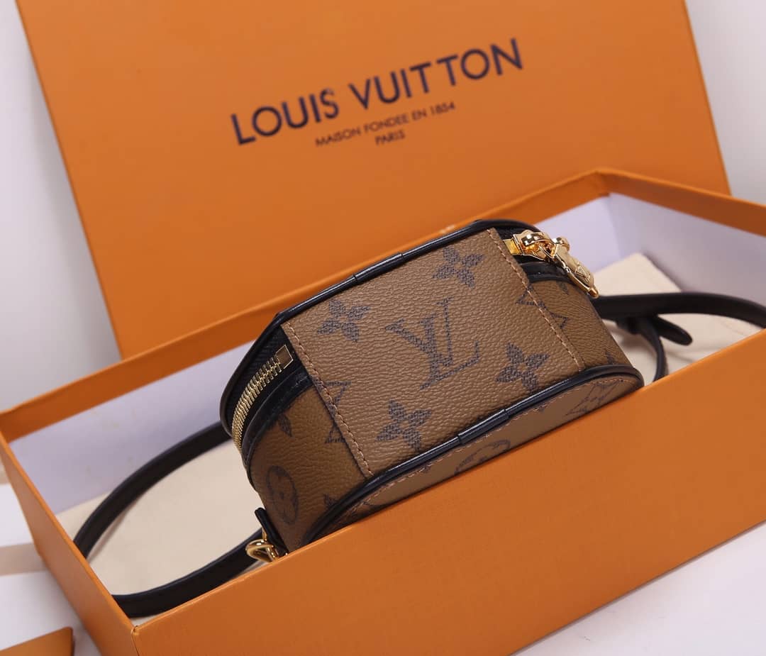 Louis Vuitton Monogram Reverse Mini Boite Chapeau Replica Shoulder Bag Brown M68276