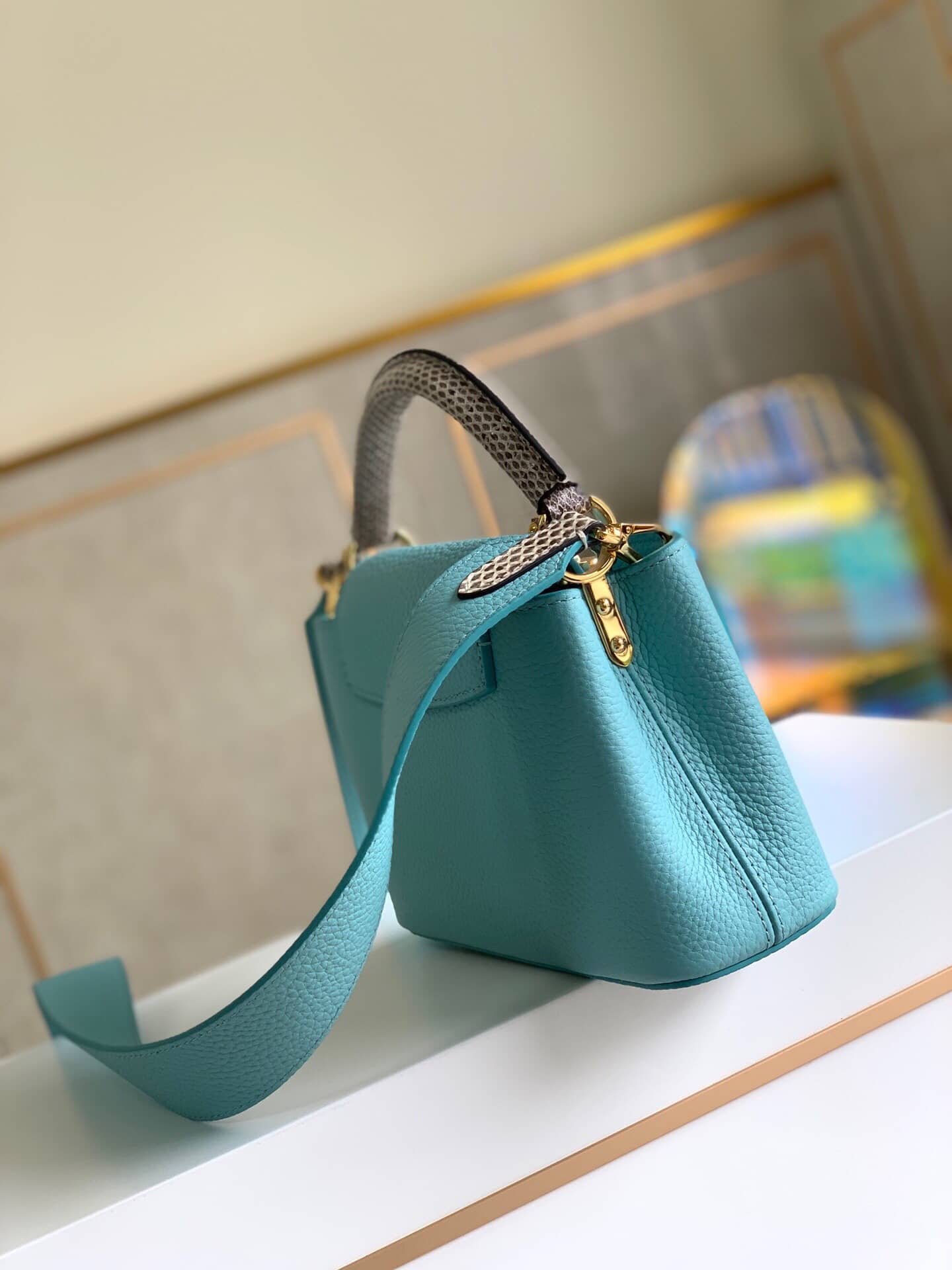Louis Vuitton Capucines Mini Replica Bag Blue M55921