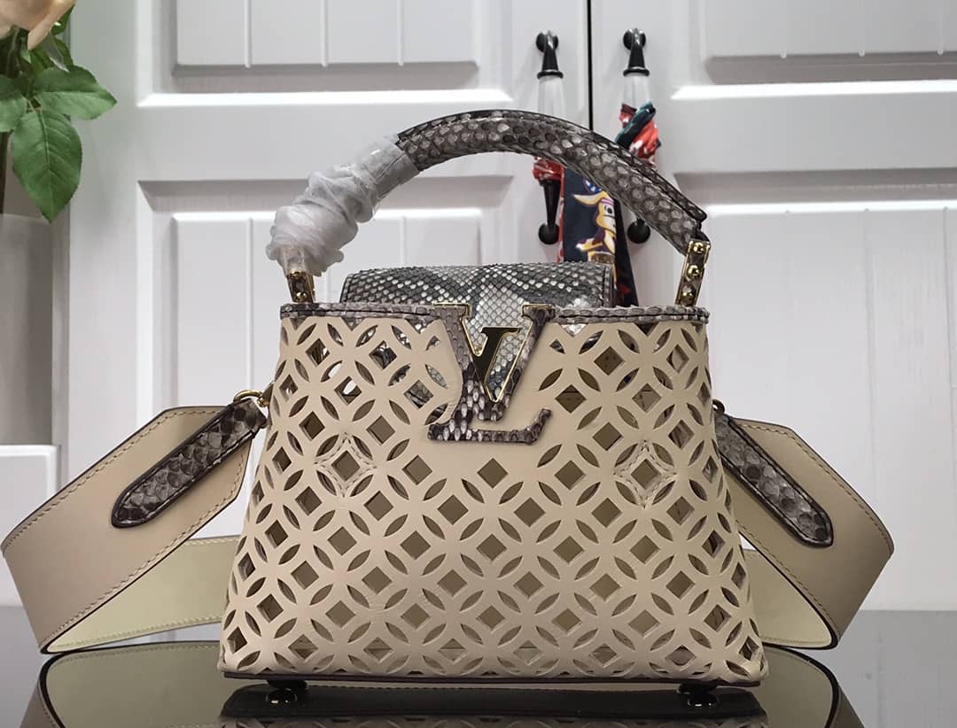 Louis Vuitton Capucines BB Cutout Leather Bag Replica Apricot M57228