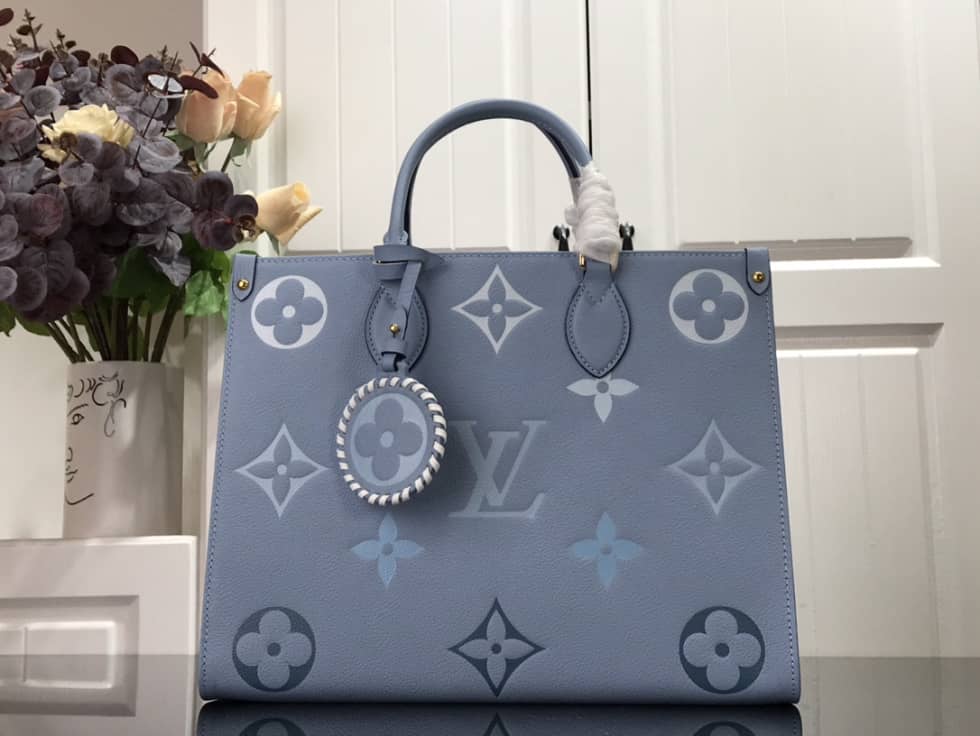 Louis Vuitton OnTheGo Monogram Empreinte MM Blue M45718 Replica Tote