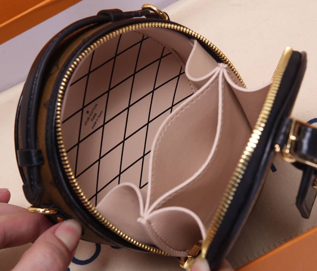 Louis Vuitton Monogram Reverse Mini Boite Chapeau Replica Shoulder Bag Brown M68276
