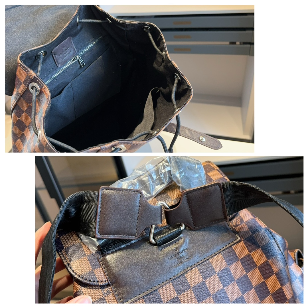 Louis Vuitton REP Check Pattern Runner Backpack Brown Shoulder Straps